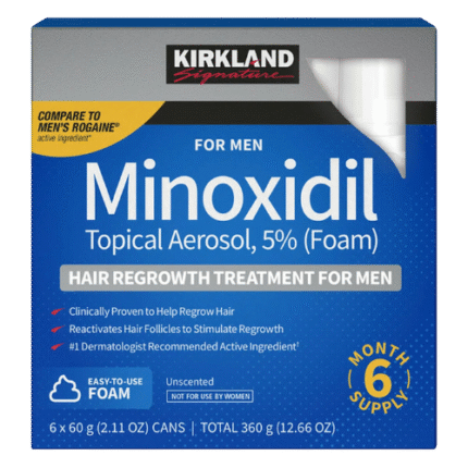 Minoxidil Kirkland Espuma 5% Kit 1 Caixa 6 Frascos